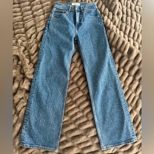 Abercrombie & Fitch Blue Speckled Wide Leg Jeans